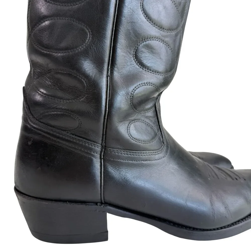 Biltrite Men's Black Leather Western Cowboy Boots Size 12D Non-Slip Made In USA